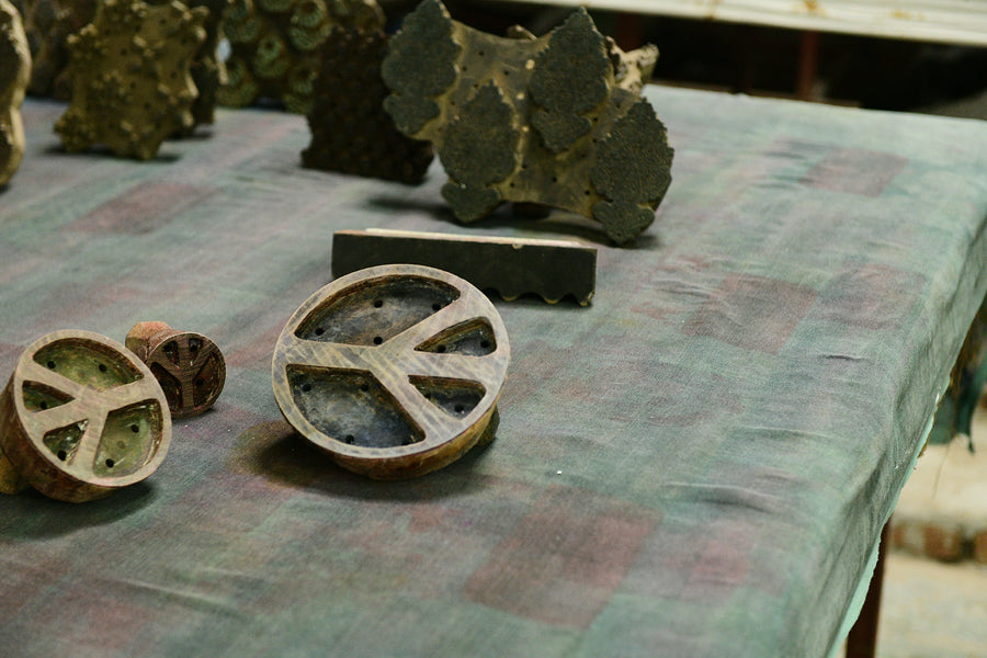 Wooden blocks on a table.