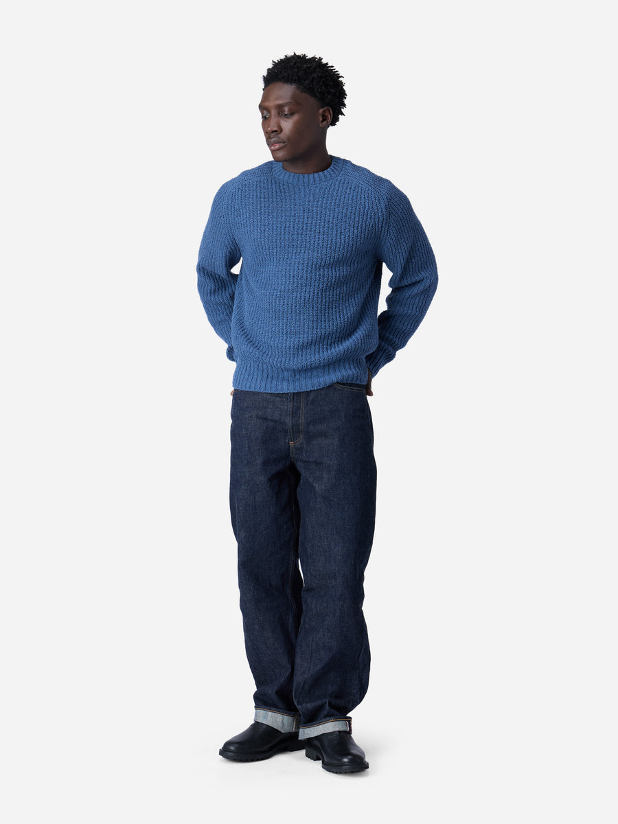 Cotton Crewneck Sweater ~ Lapis Boucle