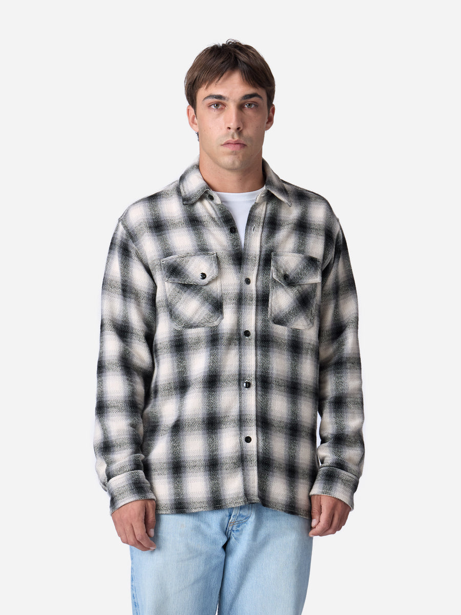 Crosscut Flannel ~ Cream/Black Plaid