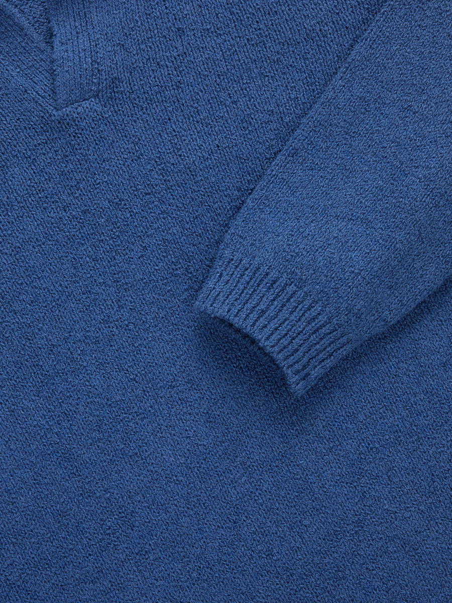 Long Sleeve Knit Polo ~ Lapis Boucle