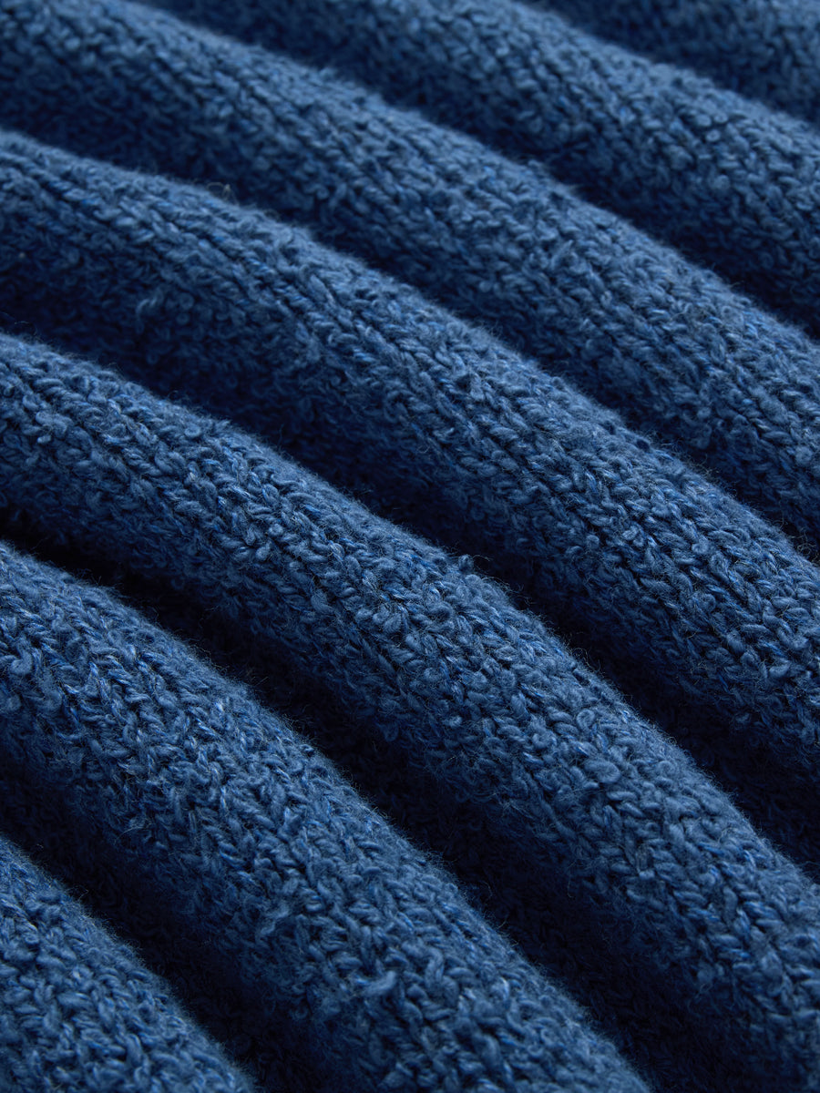 Long Sleeve Knit Polo ~ Lapis Boucle