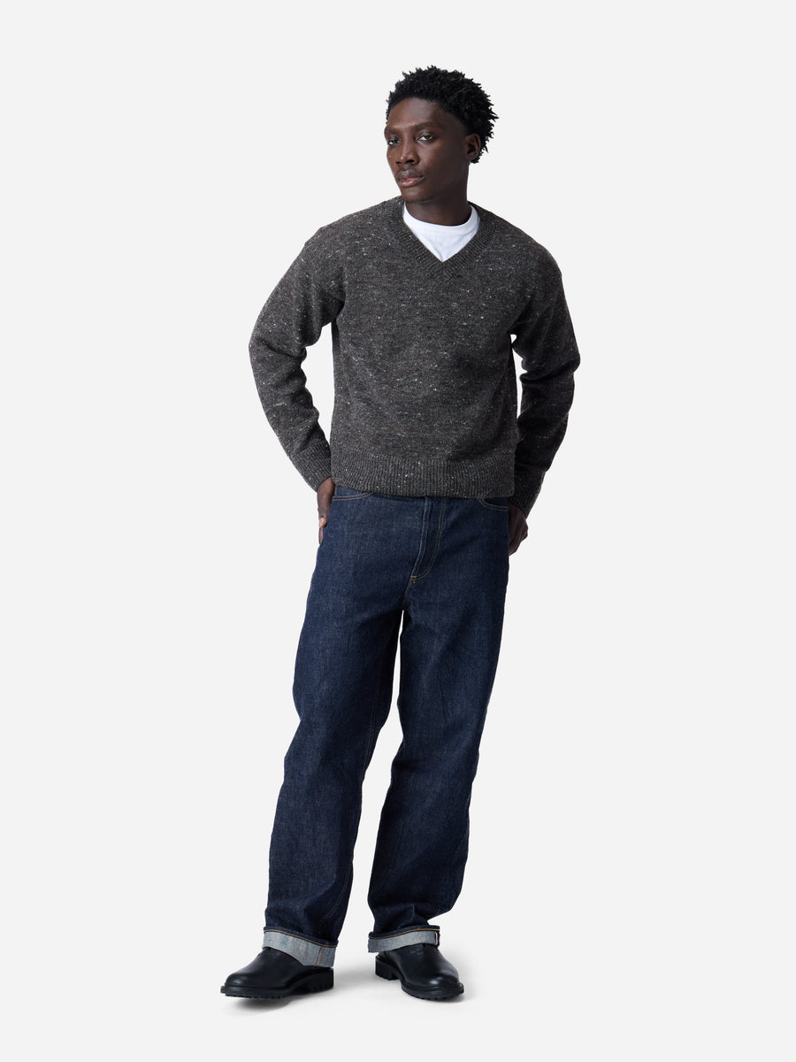V-Neck Sweater ~ Pewter Tweed