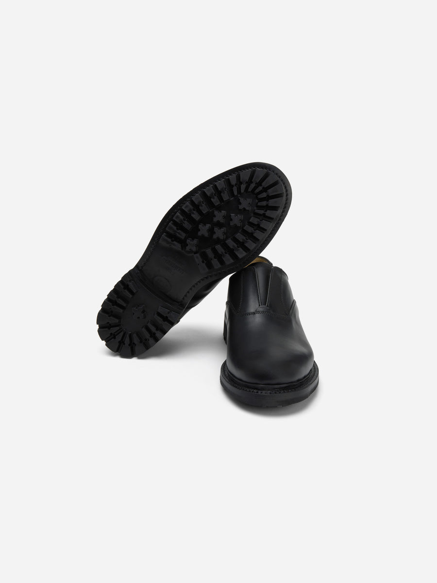 Laceless Oxford ~ Black Waxy Leather