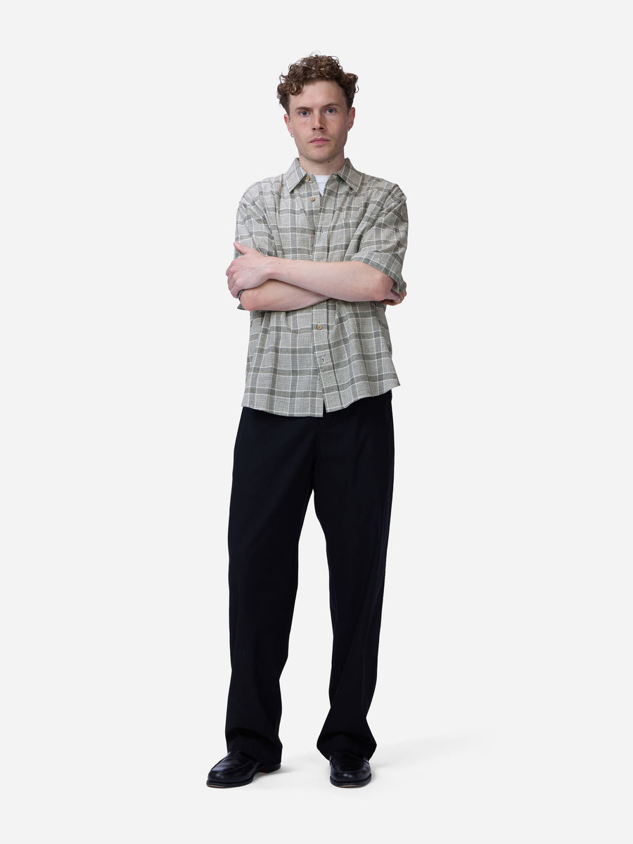 Short Sleeve Commuter Shirt ~ Handloom Grey Check
