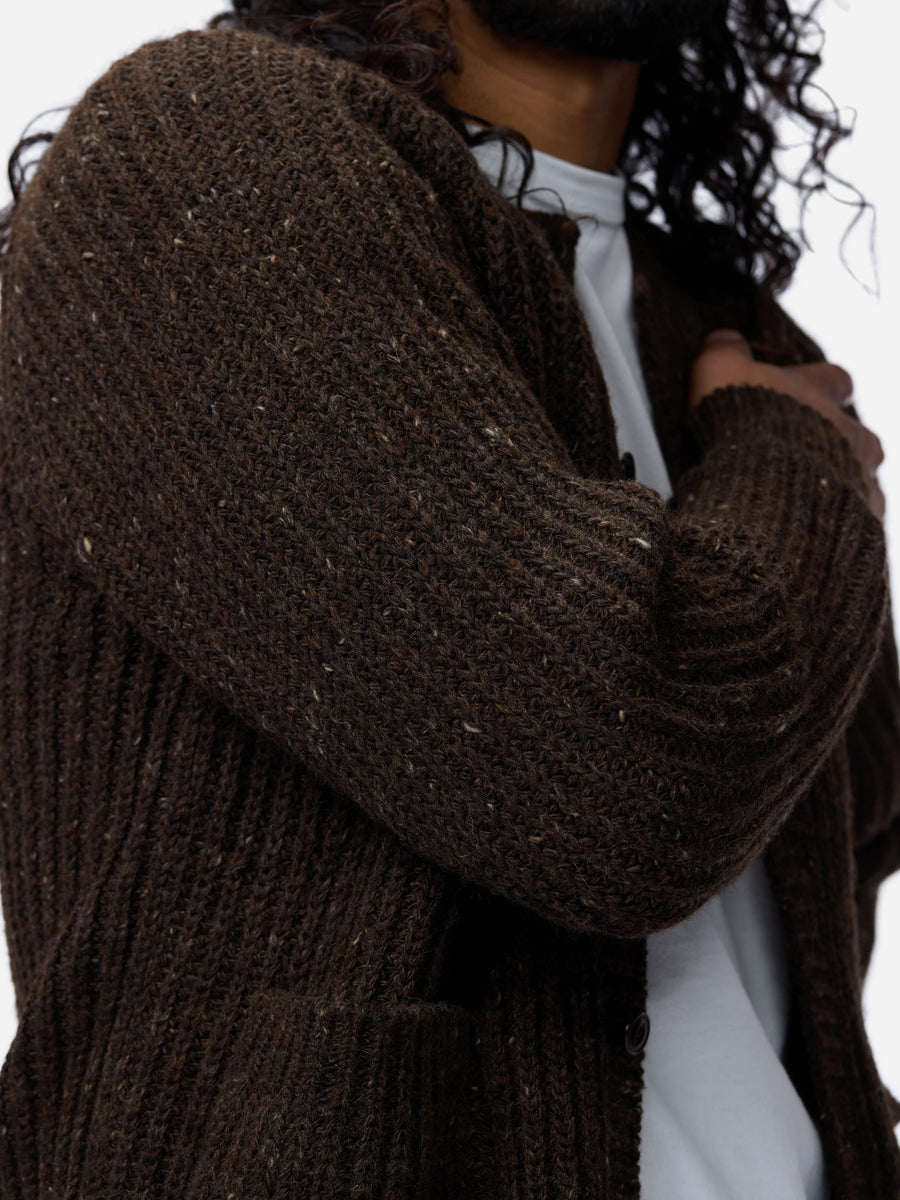 Fisherman Cardigan ~ Umber Tweed