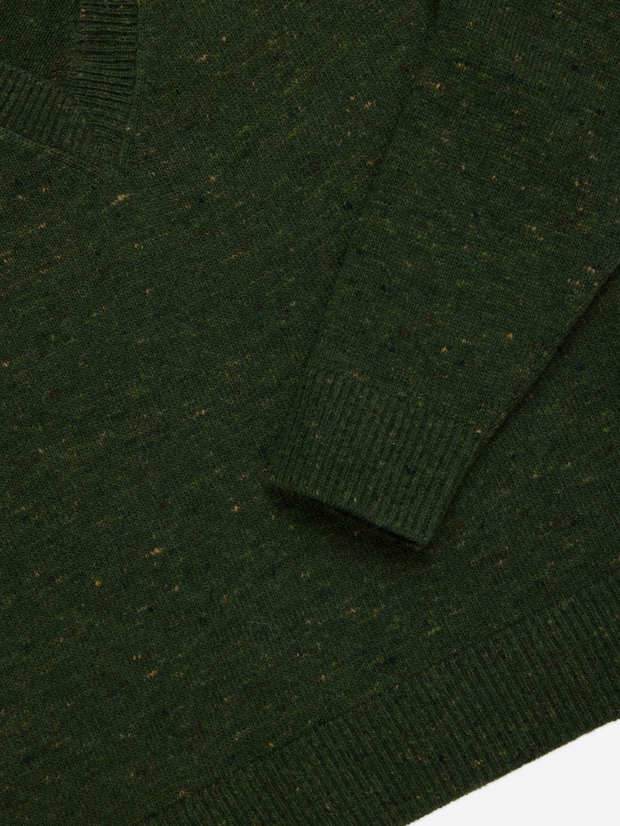 V-Neck Sweater ~ Hunter Green Tweed