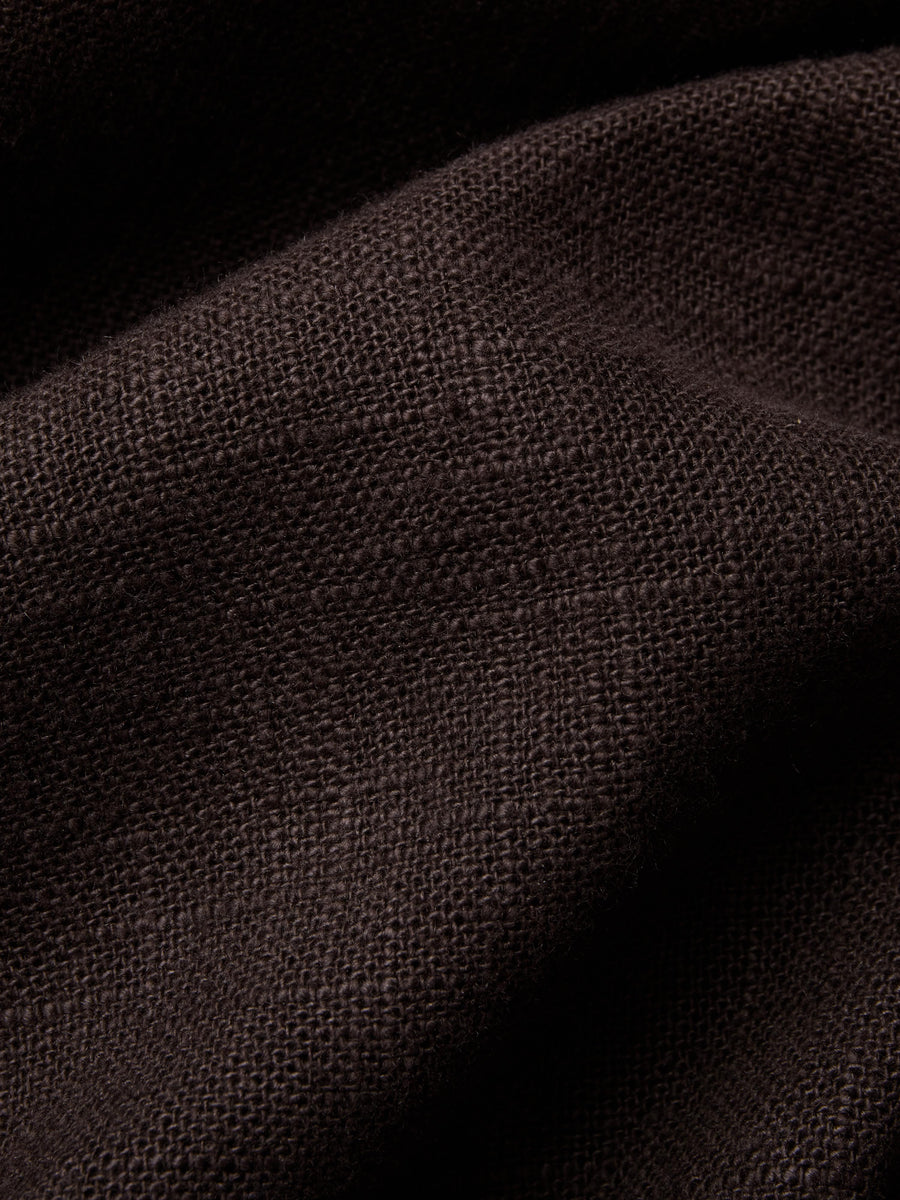Close-up of dark brown fabric texture