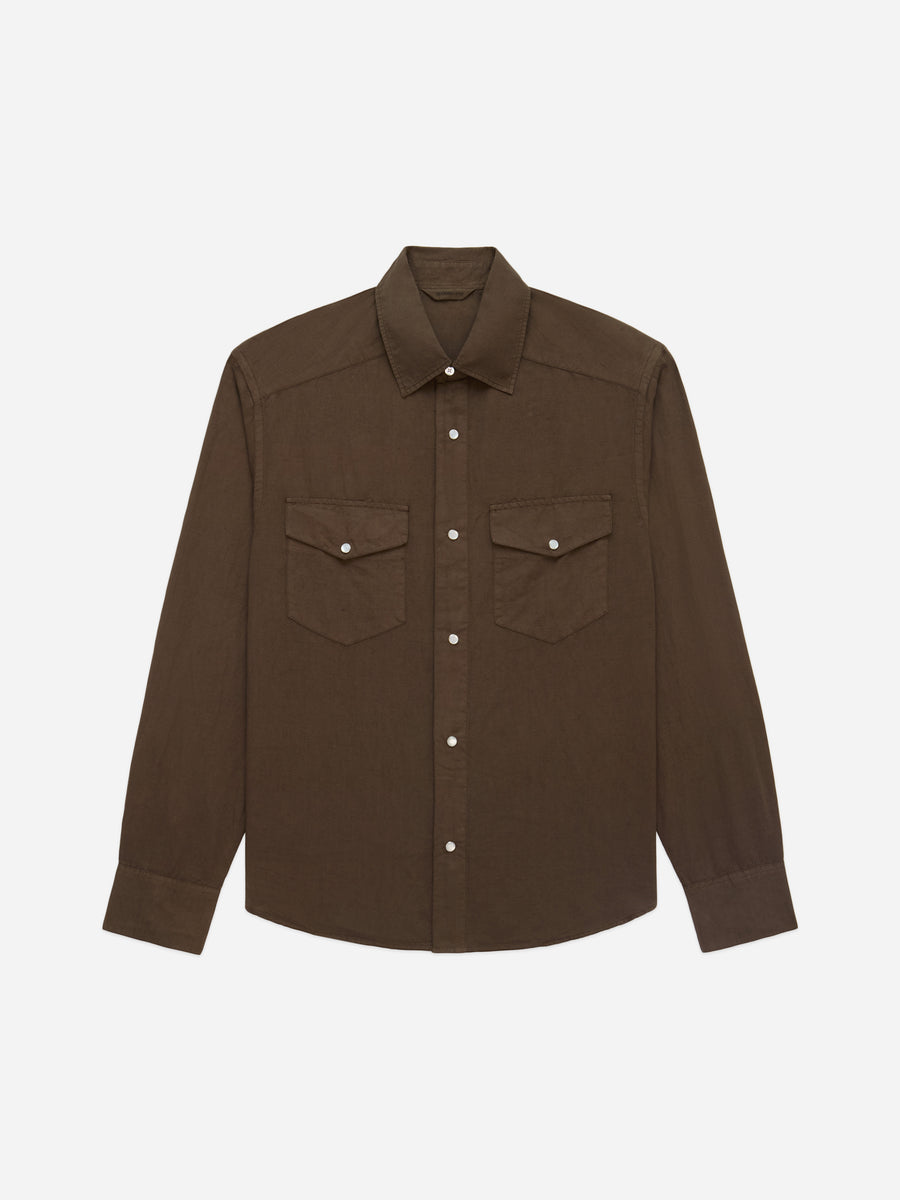 Snap Western Shirt ~ Mocha Garment Dye