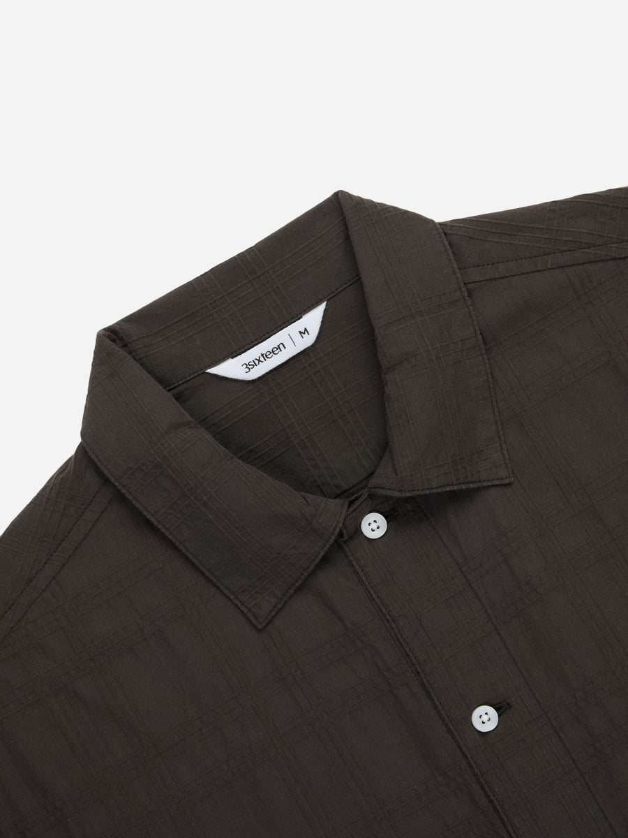 Short Sleeve Work Shirt ~ Ink Grid Dobby