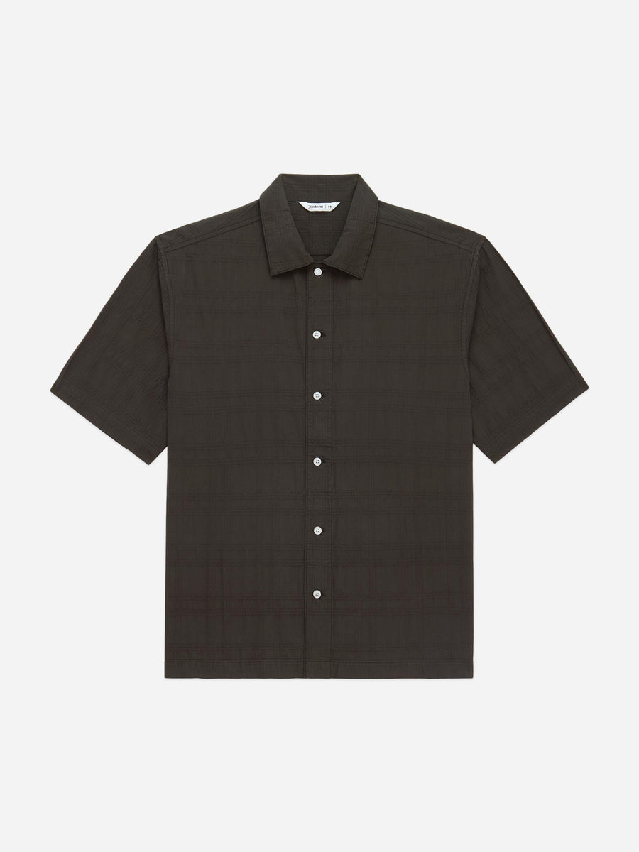 Short Sleeve Work Shirt ~ Ink Grid Dobby