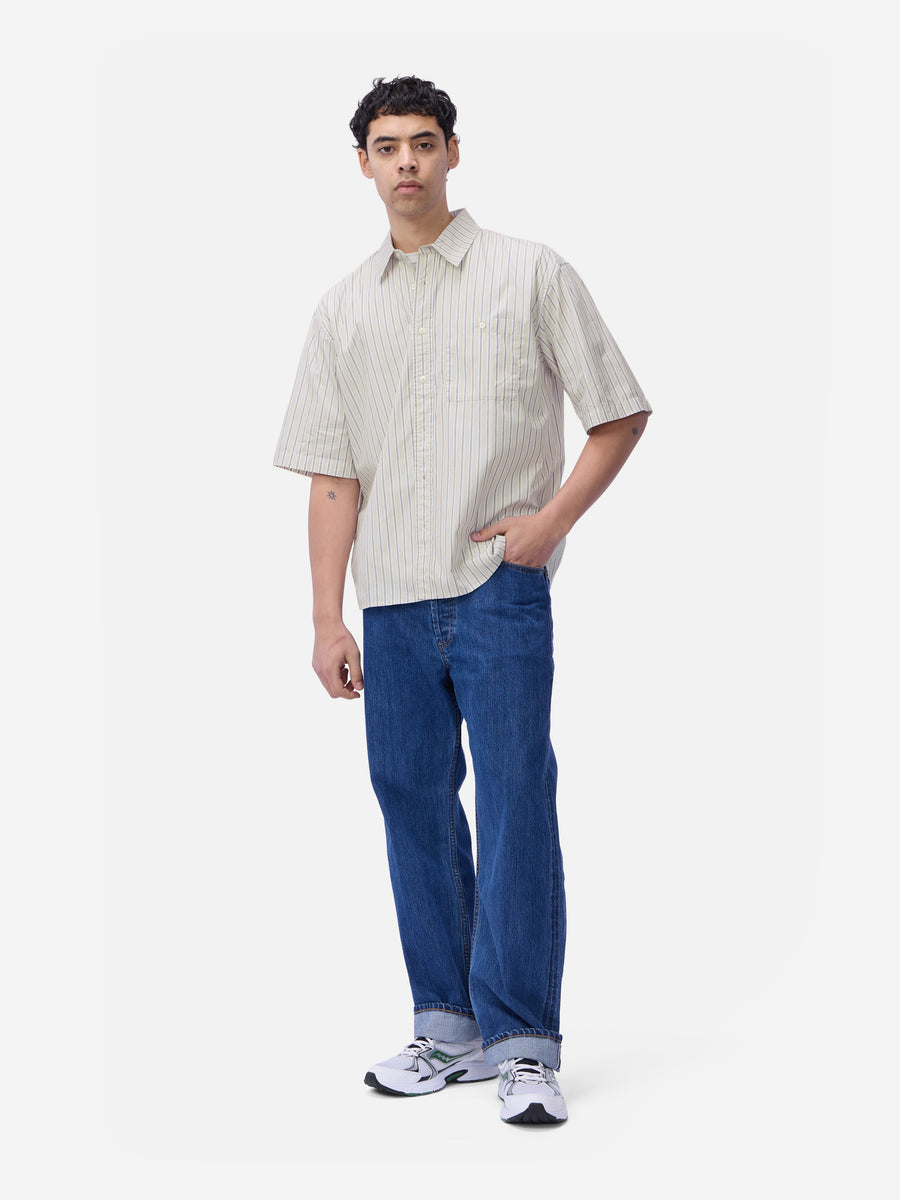 Short Sleeve Commuter Shirt ~ Tan Stripe
