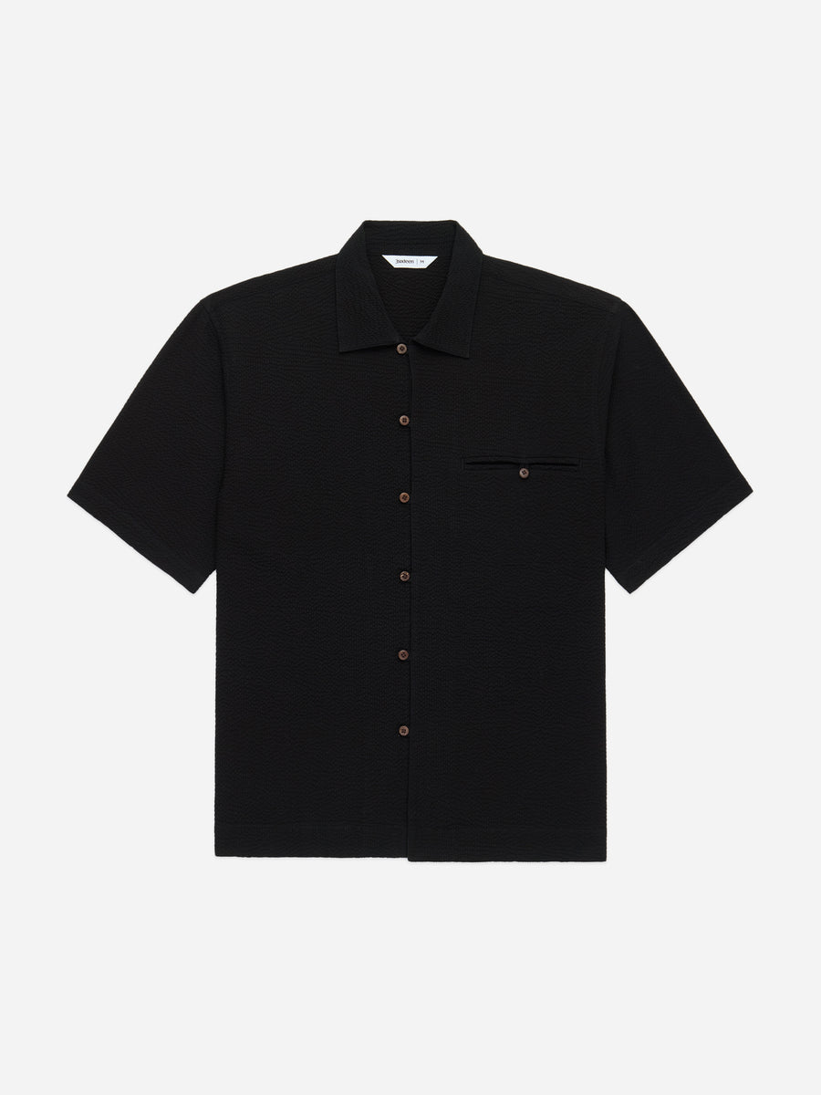 Short Sleeve Loop Shirt ~ Black Seersucker