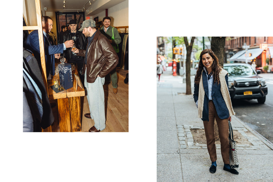 A diptych of people at a party