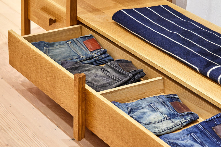 We have a selection of worn in jeans on hand.