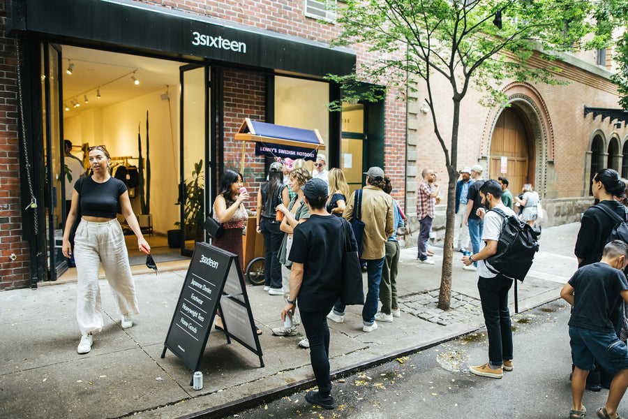 People hanging out outside the store.