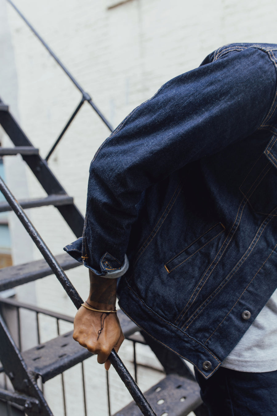 Photo of a sleeve of a 3sixteen Type 3s jacket
