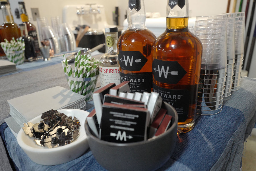Westward Whiskey's table display where they made crafted cocktails for the event.