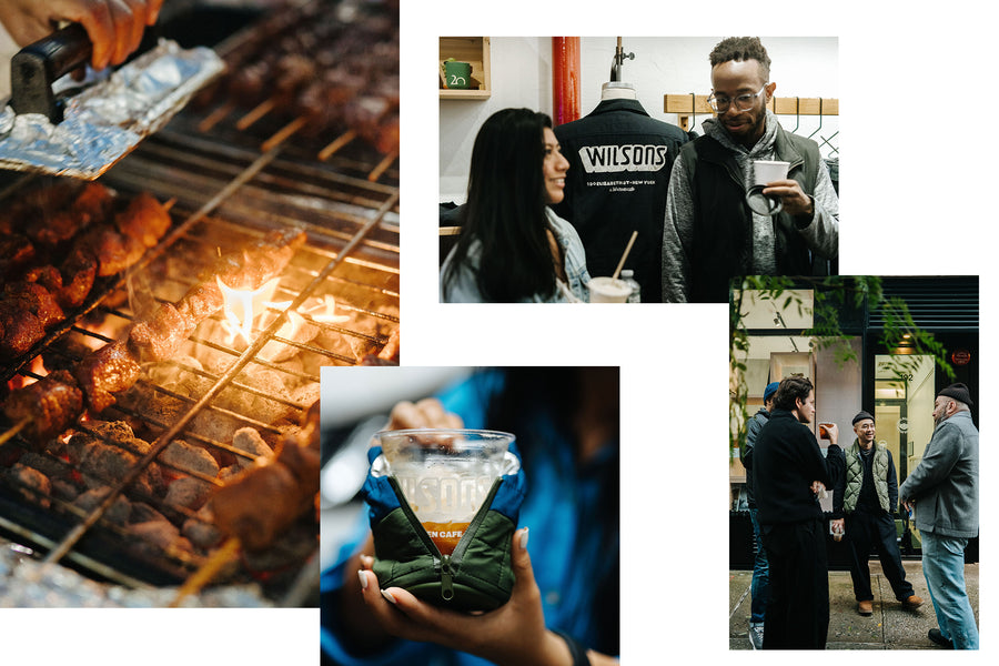 Four photos of people enjoying themselves at a party.